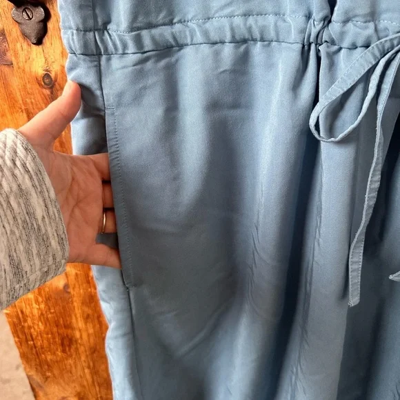 Lands' End Light Blue drawstring monk neck modest Midi Dress M - Picture 4 of 7